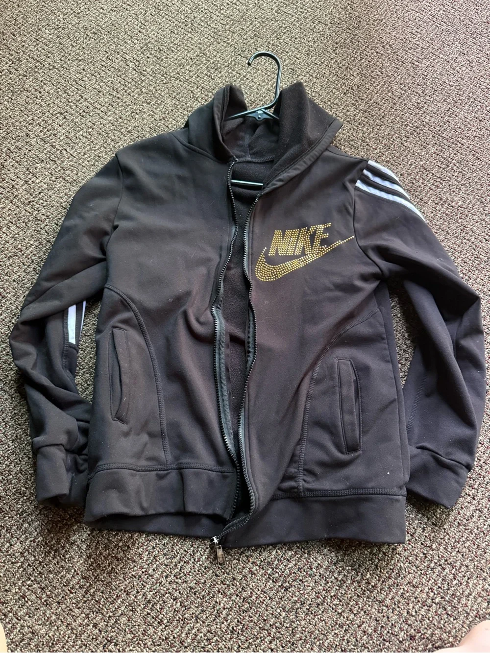 Nike Black Jacket with Gold Swoosh Detail
